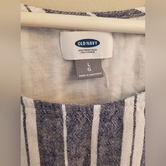 Old Navy Linen Blue Dress Size L - Picture 3 of 5